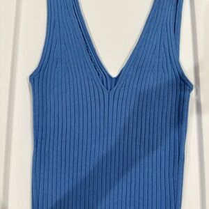 Madewell Blue V-Neck Sweater Tank